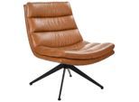 Dieter Knoll Designsessel, Cognac, Metall, Echtleder, Rindleder, 62.5x82x80 cm, Sitzfläche 360° drehbar, Wohnzimmer, Sessel, Sonstige Sessel