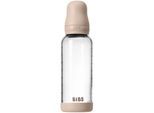 BIBS Baby Glass Bottle Silicone oorbellen met siliconen drinktuit Blush 240 ml