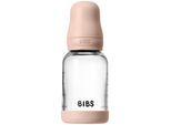 BIBS Baby Glass Bottle Silicone oorbellen met siliconen drinktuit Blush 120 ml