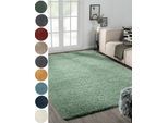 Hochflor-Teppich "My Shaggy", grün (hellgrün), B:60cm H:37mm L:90cm, Polypropylen (PP), MYFLAIR MÖBEL & ACCESSOIRES, Teppiche, Shaggy, Uni-Farben, leicht glänzend, Microfaser, extra flauschig