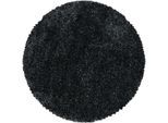 Hochflor-Teppich AYYILDIZ TEPPICHE "FLUFFY 3500", grau (anthrazit), H:50mm Ø:120cm, Polypropylen (PP), Teppiche, Langflor, Shaggy, uni, robust, auch rechteckig erhältlich, Wohnzimmer