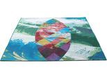 Teppich SANSIBAR "Rantum Beach SA-024", bunt (multicolor), B:60cm H:5mm L:100cm, Polypropylen, Teppiche, Teppich, Flachgewebe, modernes Design, Motiv Surfboard, In- & Outdoor geeignet