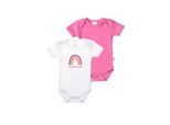 Body LILIPUT "Regenbogen", Mädchen, Gr. 44, EURO-Größen, pink (pink, weiß), 100% Baumwolle, bedruckt, kurz, Rundhals, Bodys Body, mit praktischen Druckknöpfen im Schritt