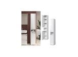 Vicco Hochschrank Badschrank Badezimmermöbel Majest Weiß Hochglanz modern 30x192 cm Badkommode Badezimmer Schrank Badmöbel 2 Türen Fach