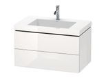 Duravit L-Cube Waschtisch-Unterschrank LC6927O1616 80 x 48 cm, 1 Hahnloch, Eiche schwarz, 2 Schubkästen