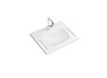 Hewi M40 Mineralguss-Waschtisch 950.19.04036 65x55cm, mit Waschtischarmatur AQ1.12M10640, koralle