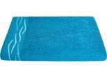 Duschtuch DYCKHOFF "Wave", blau (petrol), B:70cm L:140cm, Frottier, Baumwolle, Handtücher, mit Jacquard-Bordüre