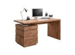 Linea Natura Schreibtisch , Wildeiche , Holz , Wildeiche , massiv , 3 Schubladen , rechteckig , Wange , 70x76x150 cm , Stauraum , Holzmöbel, Holztische, Schreibtische Holz, Schreibtische Holz