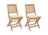 vidaXL Klappbare Gartenstühle 2 Stk. mit Kissen Massivholz Akazie