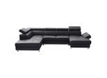 Stylife Wohnlandschaft, Schwarz, Metall, Kombination Echtleder/Lederlook, Rindleder, 6-Sitzer, U-Form, 327x212 cm, Goldenes M, Rücken echt, Hocker erhältlich, Bettfunktion seitenverkehrt Stoffauswahl, Lederauswahl, Wohnzimmer, Sofas & Couches, Wohnlandschaften, Wohnlandschaften in U-Form