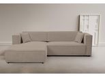 Ecksofa WERK2 "Atlanta-New, modernes Design, Stellmaße 295x182 cm, L-Form, Kedernaht", beige (greige), B:295cm H:76cm T:182cm, 90% Polyester, 10% Nylon, Sofas, Ecksofa, hoher Komfort, Schlaffunktion & Bettkasten, Cord, Greige