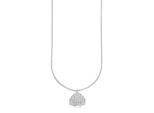 Kette mit Anhänger FIRETTI "Silberkette mit Anhänger im Muschel-Design", silber (weißgoldfarben, kristallweiß), Halsketten, Damen, Silber 925 (Sterlingsilber), L: 45 B: 1mm, mit Zirkonia (synth.), B:1mm