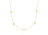 Perlenkette AMOR "Herzen", gelbgoldfarben, weiß, Halsketten, Damen, Edelstahl Perlen, L: 45 B: 3mm, Edelstahl, Perlen, Perlenkette, mit Glasperle, B:3mm