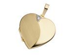 Medallionanhänger JOBO "Anhänger Medaillon Herz 30 mm", gelbgold 585, Schmuckanhänger, Damen, Gelbgold 585, 585 Gold eismatt für 2 Fotos