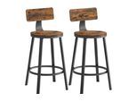 Barhocker VASAGLE "2er Set 49.5 x 63 cm", braun, B:49,5cm H:63cm T:49,5cm, Hocker, Barhocker