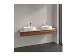 Villeroy und Boch Antao Waschtisch-Unterschrank L17053HM mit Beleuchtung, 2 Auszüge, 1600 x 190 x 500 mm, Front ohne Struktur, Warm Walnut / Botticino