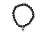 Armband FIRETTI "Schmuck Geschenk Armschmuck Armkette Edelstein Lavastein", silber (silberfarben, schwarz, schwarz), Armbänder, Damen, 19cm, Edelstahl Silikon, Edelstahl, Silikon, Armband, Made in Germany - mit Lavastein