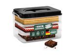 Novaliv Kuchen-Transportbox mit drei Etagen und Deckel und Einlage (Rechteckig 40 x 30 cm) Aufbewahrungsbox mit Sicherheitsverschluss Party-Box Container Tortentransportbox Tortenbehälter