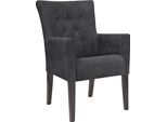 Esszimmerstuhl HOME AFFAIRE "King", grau (anthrazit, wenge), B:60cm H:92cm T:65cm, Polyester, Stühle, Esszimmerstuhl, Esszimmerstuhl mit Knopfheftung