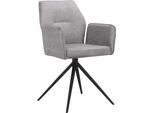 Esszimmerstuhl PLACES OF STYLE "Ozias", grau (hellgrau), B:56cm H:88cm T:59cm, Stoff, Stühle, Esszimmerstuhl, Sitz und Rücken gepolstert, Gestell aus Metall schwarz, Sitzhöhe 50 cm, 2er Set
