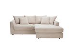Ecksofa, Natur, Kunststoff, 3-Sitzer, Füllung: Polyester, Ottomane rechts, seitenverkehrt montierbar, L-Form, 235x175 cm, Stoffauswahl, Rücken echt, Wohnzimmer, Sofas & Couches, Wohnlandschaften, Ecksofas