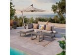 Ambia Garden Loungegarnitur, Grau, Metall, Füllung: Polyester,Komfortschaum, L-Form, U-Form, 176x100x71 cm, UV-beständig, Tisch höhenverstellbar, Loungemöbel, Gartenlounge-Sets