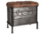 Carryhome Sitzbank , Anthrazit, Braun , Metall, Textil , 51x48x34 cm , Truhe im Sitz , Esszimmer, Bänke, Sitzbänke