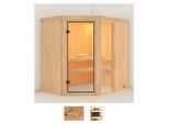 Sauna KARIBU "Frigga 1", beige (naturbelassen), ohne Ofen, (ohne Ofen), Saunen, ohne Ofen