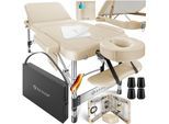 KESSER® Mobile Massageliege klappbar & höhenverstellbar 3 Zonen Massagebett Massagetisch Kosmetikliege Breit Therapieliege Aluminium + 10x Gesichtsauflage mit Kopfstütze Armlehnen & Tasche