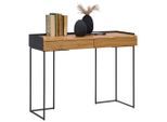 Xora Konsolentisch, Natur, Schwarz, Holz, Metall, Holzwerkstoff, Eiche, furniert, 2 Schublade(n) Schubladen, Flachrohr, 40x77x100 cm, Wohnzimmer, Wohnzimmertische, Konsolentische