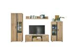 Mid.you Wohnwand, Schwarz, Eiche, Holzwerkstoff, 12 Fächer, 1 Schublade(n) Schubladen, Made in EU, Wohnzimmer, Wohnwände, Wohnwand-Sets