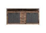 Mid.you Sideboard, Anthrazit, Alteiche, Kunststoff, 2 Fächer, 4 Schublade(n) Schubladen, 190x96x32 cm, stehend, in verschiedenen Holzdekoren erhältlich, Wohnzimmer, Kommoden & Sideboards, Sideboards