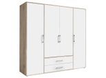 Boxxx Kleiderschrank, Weiß, Eiche San Remo, Holzwerkstoff, 7 Fächer, 2 Schublade(n) Schubladen, 206x195x60 cm, in verschiedenen Größen erhältlich, Schlafzimmer, Kleiderschränke, Drehtürenschränke