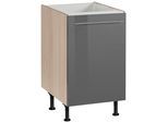 Spülenschrank OPTIFIT "Bern", grau (grau hochglanz, akaziefarben), B:50cm H:87cm T:58,4cm, Schränke, Spülenschrank, 50 cm breit, mit 1 Tür, mit höhenverstellbaren Füssen, mit Metallgriff