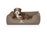 Knuffelwuff Orthopädisches Hundebett Columbia aus laser-gestepptem Kunstleder stone clay M-L