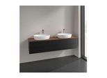 Villeroy und Boch Antao Waschtisch-Unterschrank L28012PD mit Beleuchtung, 4 Auszüge, 1600 x 360 x 500 mm, Front ohne Struktur, Black Matt Lacquer / Warm Walnut