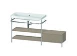 Duravit Happy D.2 Plus Möbelwaschtisch-Kombination HP4853N7575 160 x 49 cm, ohne Hahnloch, leinen, mit Metallkonsole