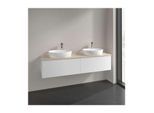 Villeroy und Boch Antao Waschtisch-Unterschrank L39153MT mit Beleuchtung, 2 Auszüge, 1600 x 360 x 500 mm, Front mit Struktur, White Matt Lacquer / Botticino