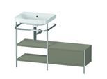 Duravit Happy D.2 Plus Möbelwaschtisch-Kombination HP4850N9292 120 x 49 cm, ohne Hahnloch, steingrau seidenmatt, mit Metallkonsole