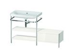 Duravit Happy D.2 Plus Möbelwaschtisch-Kombination HP4852N2222 140 x 49 cm, ohne Hahnloch, weiß hochglanz, mit Metallkonsole