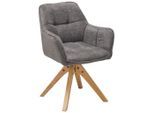 Mid.you Armlehnstuhl , Eichefarben, Dunkelgrau , Holz, Textil , Eiche , massiv , Drehkreuz , 63x83x61 cm , inklusive Armlehnen , Holzmöbel, Sitzgelegenheiten Holz, Holzstühle