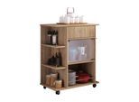 Servierwagen VCM, braun (eiche), B:65cm H:80cm T:39cm, MDF, Metall, Rollwagen, Servierwagen