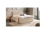 Boxxx Boxbett, Creme, Kunststoff, H3, Höhe ca. 25 cm, 140x200 cm, Bettkasten, gepolstertes Kopfteil, Topper durchgehend, in verschiedenen Größen erhältlich, Matratze geteilt, Schlafzimmer, Betten, Boxspringbetten