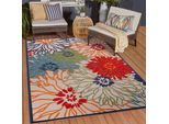 Teppich SANAT "Floral 2 Outdoor", bunt, B:120cm H:6mm L:170cm, Kunstfaser, Teppiche, Teppich, In- und Outdoor geeignet, Blumen, Balkon, Terrasse, Aussenbereich