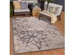 Teppich SANAT "Floral 2 Outdoor", beige (creme), B:140cm H:6mm L:200cm, Kunstfaser, Teppiche, Teppich, In- und Outdoor geeignet, Blumen, Balkon, Terrasse, Aussenbereich