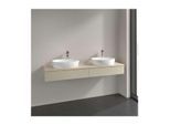 Villeroy und Boch Antao Waschtisch-Unterschrank L17153HJ mit Beleuchtung, 2 Auszüge, 1600 x 190 x 500 mm, Front mit Struktur, Silk Grey Matt Lacquer / Botticino