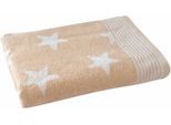 Badetuch DYCKHOFF "Stars", beige (sand), B:70cm L:140cm, Walkfrottee, Obermaterial: 100% Baumwolle, Handtücher, Badetuch, mit Sternen & Streifen
