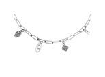 Kette mit Anhänger DIESEL "Schmuck Geschenk Edelstahl Totenkopf Rose", silber (edelstahlfarben), Halsketten, Damen, Edelstahl, L: 45 B: 4mm, B:4mm