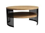 Carryhome Couchtisch, Schwarz, Akazie, Holz, Metall, Akazie, massiv, rund, C-Form, Gittergestell, 75x40x75 cm, Wohnzimmer, Wohnzimmertische, Couchtische, Couchtische Metall