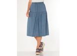 Jeansrock CLASSIC BASICS, Damen, Gr. 24, blau, bleached, blau, stone, washed, 100% Baumwolle, unifarben, wadenlang, Röcke Jeansrock